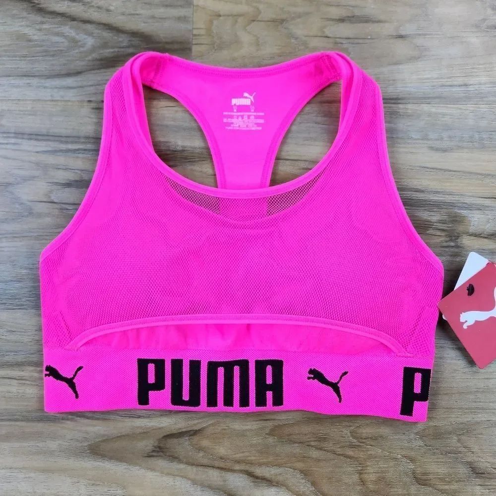 🔸️NWT Puma Hot Pink Seamless Medium Impact Sports Bra Medium
